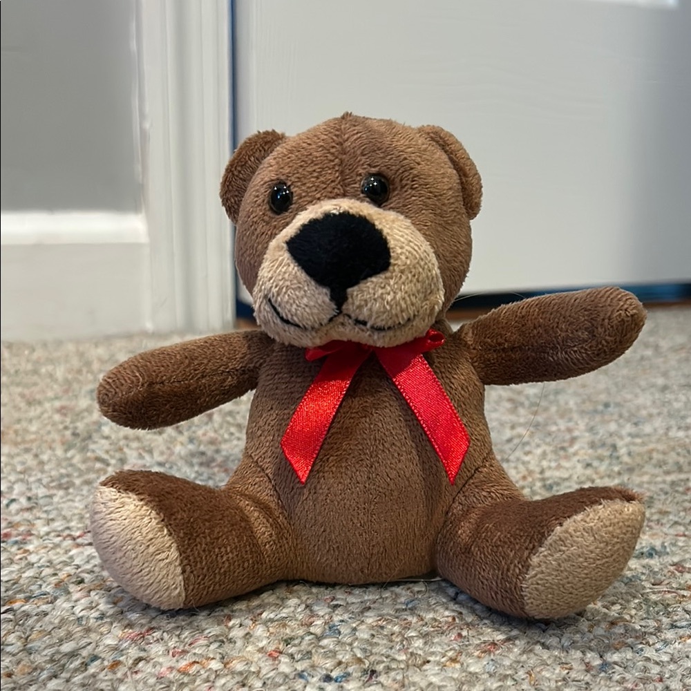 Brown Teddy Bear with Red Bow